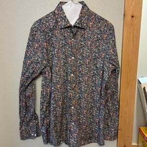 Hart Schaffner Marx Abstract Multicolored Floral Long Sleeve Button Down Sz Med.